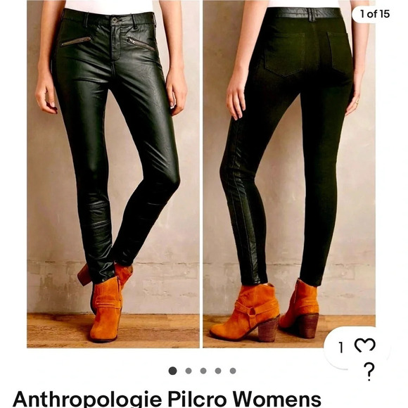 Pilcro and the Letterpress Pants - ⭐️Anthropologie Pilcro & Letterpress green faux leather sz 27